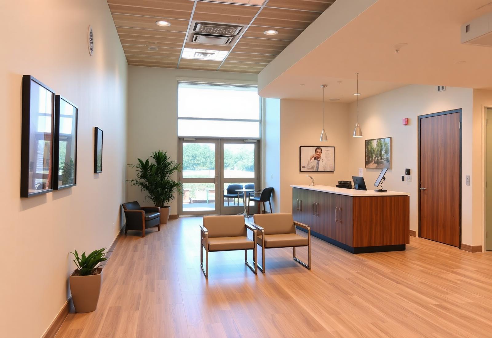 Bright, welcoming clinic reception area with natural light